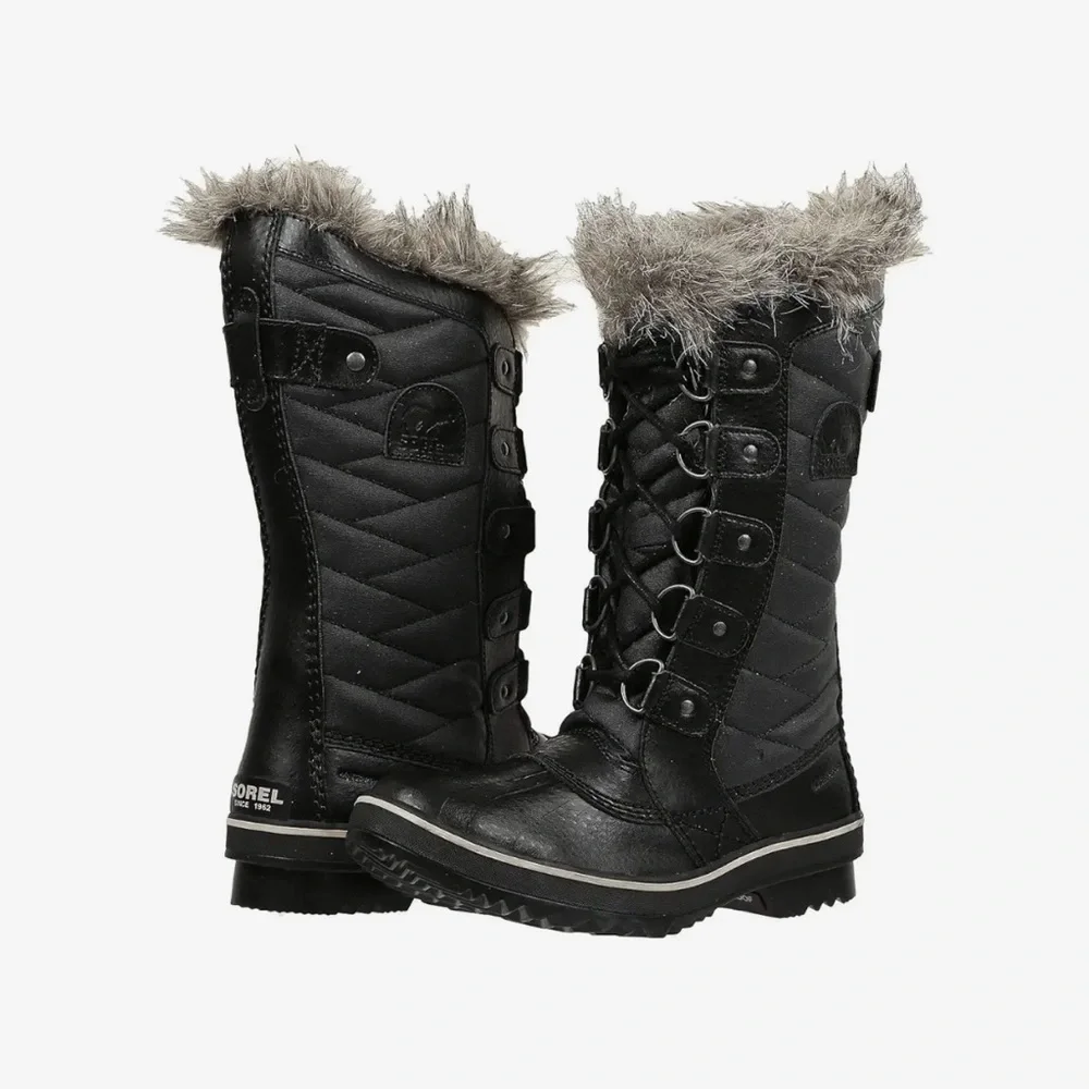 SOREL Joan of Arctic  Snow Boots Black Dove and Gray